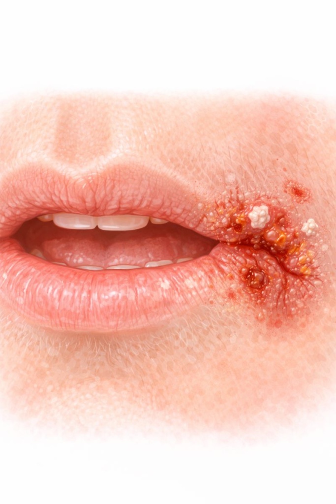 Заеды в уголках рта - симптомы и проявления