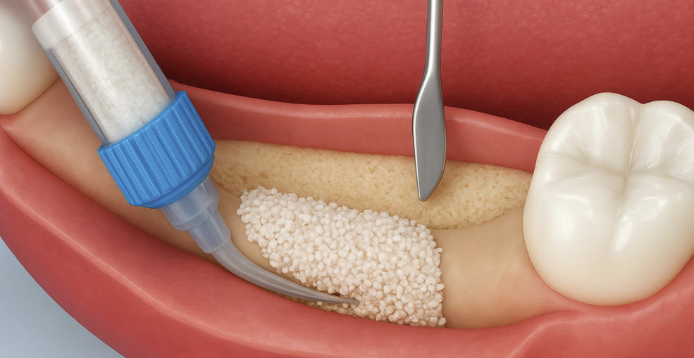 Схема атрофии костной ткани после потери зуба